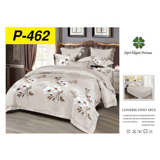 Lenjerie de Pat din Finet, 6 Piese, Pat 2 Persoane Lenjerii bumbac finet 2 persoane 6 piese