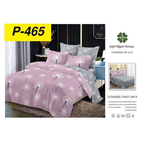 Lenjerie de Pat din Finet, 6 Piese, Pat 2 Persoane Lenjerii bumbac finet 2 persoane 6 piese