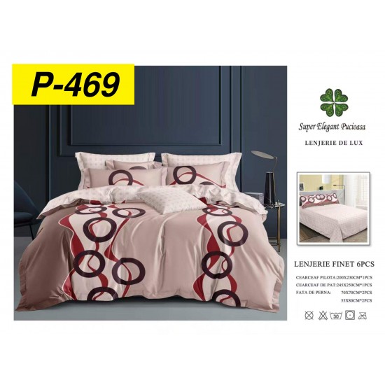 Lenjerie de Pat din Finet, 6 Piese, Pat 2 Persoane Lenjerii bumbac finet 2 persoane 6 piese