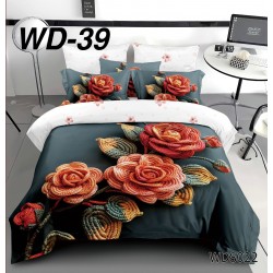 Lenjerie de pat Bumbac Finet 4 piese 2 persona cu elastic imprimare digitala 5d 