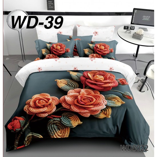 Lenjerie de pat Bumbac Finet 4 piese 2 persona cu elastic imprimare digitala 5d Oferta 1+1: Lenjerii de pat dublu 5D, 4 piese, cu elastic