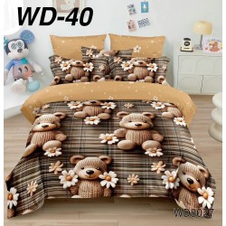 Lenjerie de pat Bumbac Finet 4 piese 2 persona cu elastic imprimare digitala 5d 