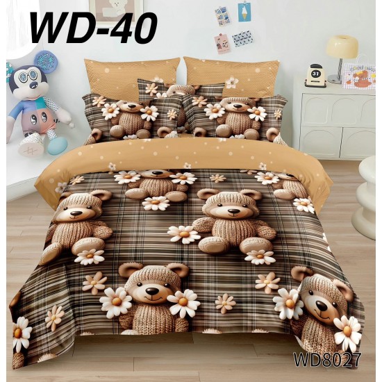 Lenjerie de pat Bumbac Finet 4 piese 2 persona cu elastic imprimare digitala 5d Oferta 1+1: Lenjerii de pat dublu 5D, 4 piese, cu elastic