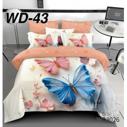 Lenjerie de pat Bumbac Finet 4 piese 2 persona cu elastic imprimare digitala 5d 