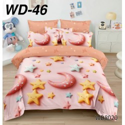 Lenjerie de pat Bumbac Finet 4 piese 2 persona cu elastic imprimare digitala 5d 