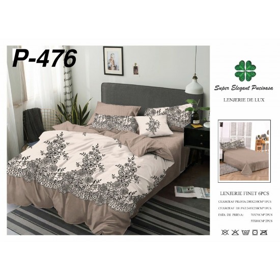 Lenjerie de Pat din Finet, 6 Piese, Pat 2 Persoane Lenjerii bumbac finet 2 persoane 6 piese