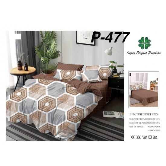 Lenjerie de Pat din Finet, 6 Piese, Pat 2 Persoane Lenjerii bumbac finet 2 persoane 6 piese