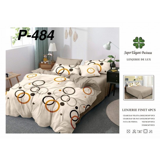 Lenjerie de Pat din Finet, 6 Piese, Pat 2 Persoane Lenjerii bumbac finet 2 persoane 6 piese