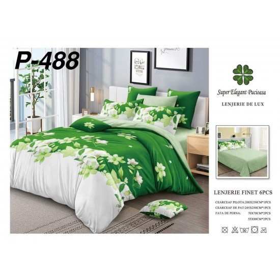 Lenjerie de Pat din Finet, 6 Piese, Pat 2 Persoane Lenjerii bumbac finet 2 persoane 6 piese