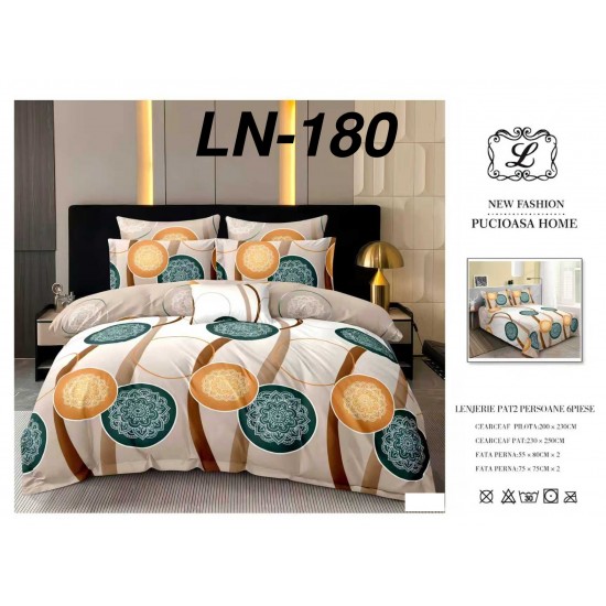 Lenjerie de Pat din Finet, 6 Piese, Pat 2 Persoane Lenjerii bumbac finet 2 persoane 6 piese