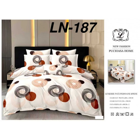 Lenjerie de Pat din Finet, 6 Piese, Pat 2 Persoane Lenjerii bumbac finet 2 persoane 6 piese