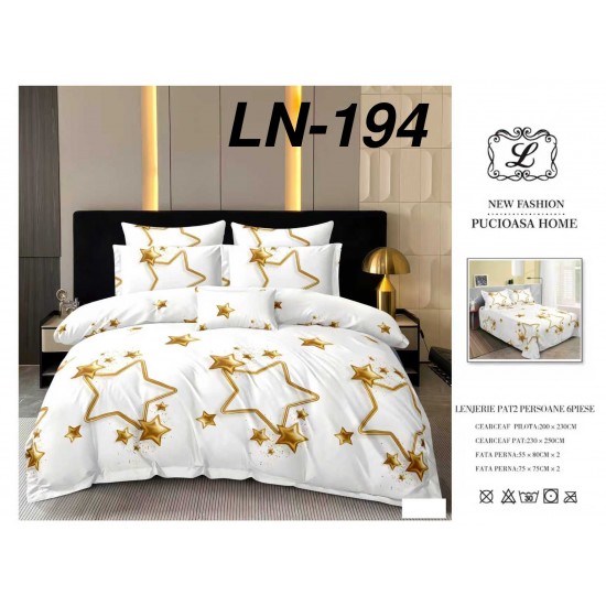 Lenjerie de Pat din Finet, 6 Piese, Pat 2 Persoane Lenjerii bumbac finet 2 persoane 6 piese