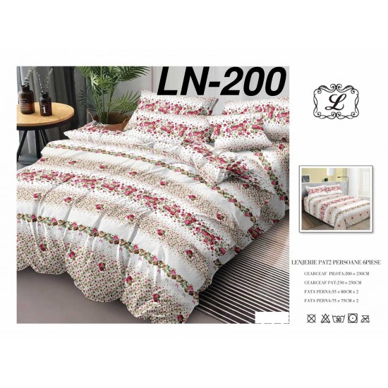 Lenjerie de Pat din Finet, 6 Piese, Pat 2 Persoane Lenjerii bumbac finet 2 persoane 6 piese