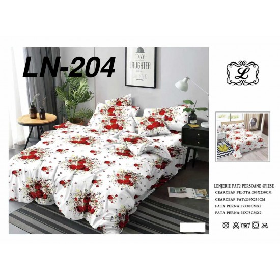 Lenjerie de Pat din Finet, 6 Piese, Pat 2 Persoane Lenjerii bumbac finet 2 persoane 6 piese