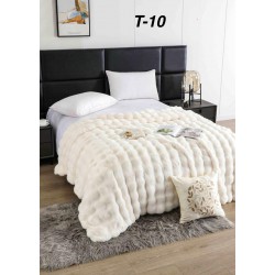 Pătură Luxury Soft Touch, Jojo Home, cu Blăniță Artificială Tip Iepure, 200x230 cm, cu Fermoar