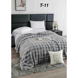 Pătură Luxury Soft Touch, Jojo Home, cu Blăniță Artificială Tip Iepure, 200x230 cm, cu Fermoar