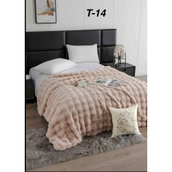 Pătură Luxury Soft Touch, Jojo Home, cu Blăniță Artificială Tip Iepure, 200x230 cm, cu Fermoar