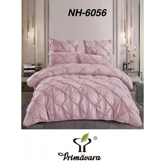 Lenjerie de pat cu pliuri din bumbac finet , 6 Piese, Pat 2 Persoane Lenjerii bumbac finet 2 persoane 6 piese, cearșaf pat cu elastic