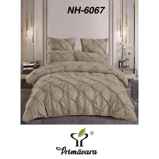 Lenjerie de pat cu pliuri din bumbac finet , 6 Piese, Pat 2 Persoane Lenjerii bumbac finet 2 persoane 6 piese, cearșaf pat cu elastic