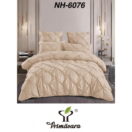 Lenjerie de pat cu pliuri din bumbac finet , 6 Piese, Pat 2 Persoane Lenjerii bumbac finet 2 persoane 6 piese, cearșaf pat cu elastic