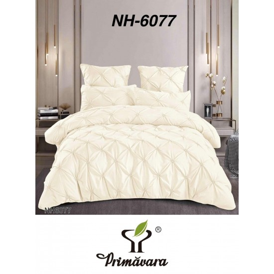 Lenjerie de pat cu pliuri din bumbac finet , 6 Piese, Pat 2 Persoane Lenjerii bumbac finet 2 persoane 6 piese, cearșaf pat cu elastic