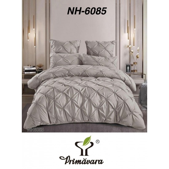 Lenjerie de pat cu pliuri din bumbac finet , 6 Piese, Pat 2 Persoane Lenjerii bumbac finet 2 persoane 6 piese, cearșaf pat cu elastic