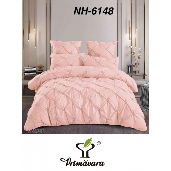 Lenjerie de pat cu pliuri din bumbac finet , 6 Piese, Pat 2 Persoane Lenjerii bumbac finet 2 persoane 6 piese, cearșaf pat cu elastic