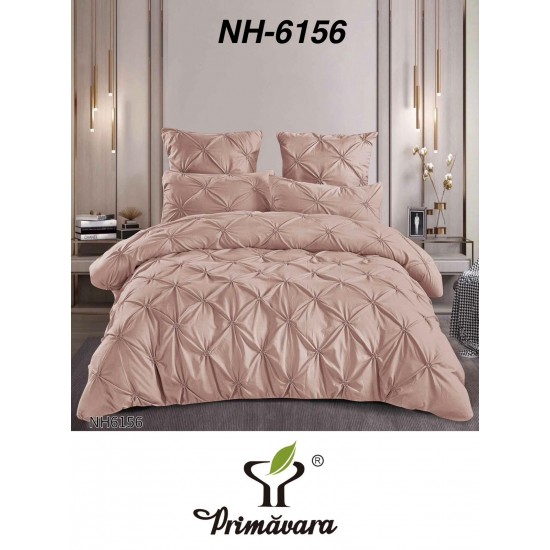 Lenjerie de pat cu pliuri din bumbac finet , 6 Piese, Pat 2 Persoane Lenjerii bumbac finet 2 persoane 6 piese, cearșaf pat cu elastic