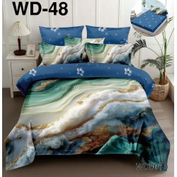 Lenjerie de pat Bumbac Finet 4 piese 2 persona cu elastic imprimare digitala 5d 