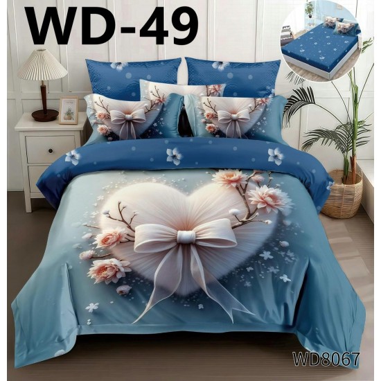 Lenjerie de pat Bumbac Finet 4 piese 2 persona cu elastic imprimare digitala 5d Oferta 1+1: Lenjerii de pat dublu 5D, 4 piese, cu elastic