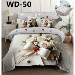 Lenjerie de pat Bumbac Finet 4 piese 2 persona cu elastic imprimare digitala 5d 