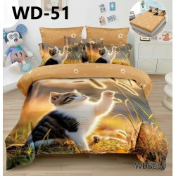 Lenjerie de pat Bumbac Finet 4 piese 2 persona cu elastic imprimare digitala 5d 