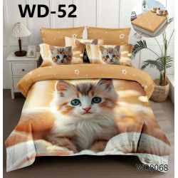 Lenjerie de pat Bumbac Finet 4 piese 2 persona cu elastic imprimare digitala 5d 