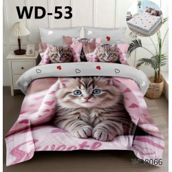 Lenjerie de pat Bumbac Finet 4 piese 2 persona cu elastic imprimare digitala 5d 