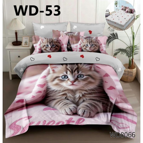 Lenjerie de pat Bumbac Finet 4 piese 2 persona cu elastic imprimare digitala 5d Lenjerie de pat Bumbac Finet 4 piese 2 persona cu elastic imprimare digitala 5d