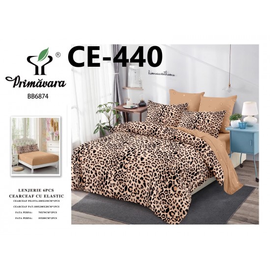 Lenjerie de Pat din Finet cu elastic, 6 Piese, Pat 2 Persoane Lenjerii bumbac finet 2 persoane 6 piese, cearșaf pat cu elastic