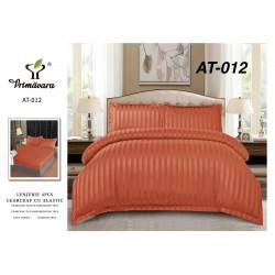 Lenjerie de pat DAMASC cu ELASTIC, 4 piese