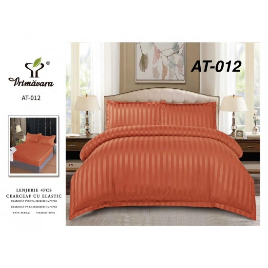 Lenjerie de pat DAMASC cu ELASTIC, 4 piese Lenjerii de Pat Damasc cu Elastic