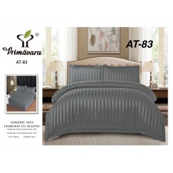 Lenjerie de pat DAMASC cu ELASTIC, 4 piese