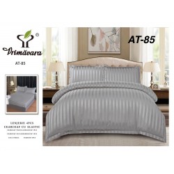 Lenjerie de pat DAMASC cu ELASTIC, 4 piese