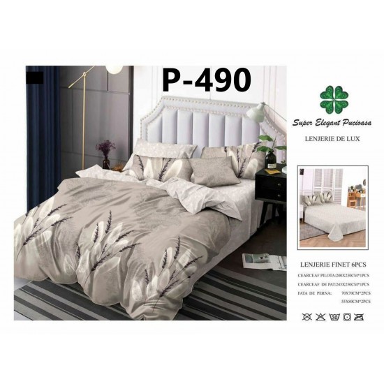 Lenjerie de Pat din Finet, 6 Piese, Pat 2 Persoane Lenjerii bumbac finet 2 persoane 6 piese