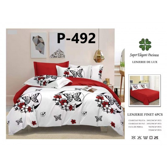 Lenjerie de Pat din Finet, 6 Piese, Pat 2 Persoane Lenjerii bumbac finet 2 persoane 6 piese