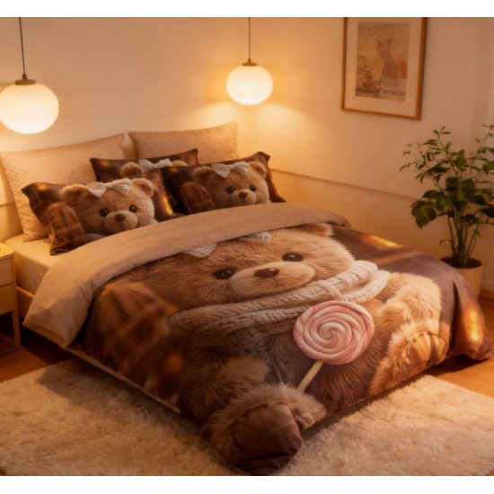 Lenjerie de Pat din Bumbac Finet, 6 Piese, Pat 2 Persoane 5D Lenjerie De Pat Bumbac Finet 6 Piese Cu Elastic 5D