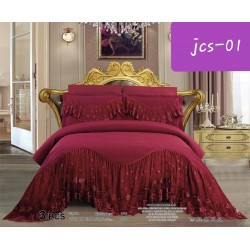 Cuverturi de pat cu volanas si 2 fete perne