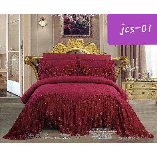 Cuverturi de pat cu volanas si 2 fete perne Cuverturi de pat cu volan si 2 fete perne