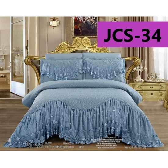 Cuverturi de pat cu volanas si 2 fete perne Cuverturi de pat cu volan si 2 fete perne