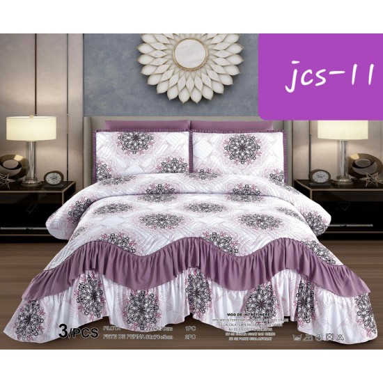 Cuverturi de pat cu volanas si 2 fete perne Cuverturi de pat cu volan si 2 fete perne