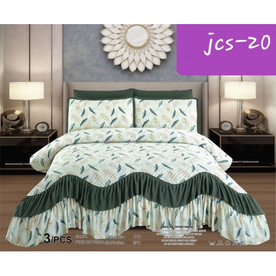 Cuverturi de pat cu volanas si 2 fete perne Cuverturi de pat cu volan si 2 fete perne