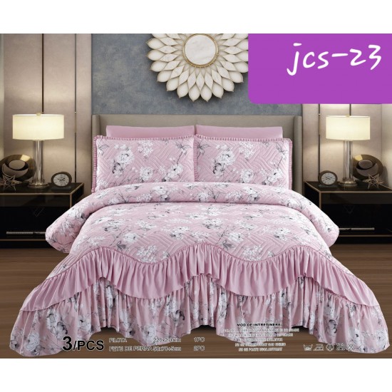 Cuverturi de pat cu volanas si 2 fete perne Cuverturi de pat cu volan si 2 fete perne