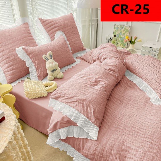 Lenjerie creponata  6 piese Lenjerii bumbac finet 2 persoane 6 piese